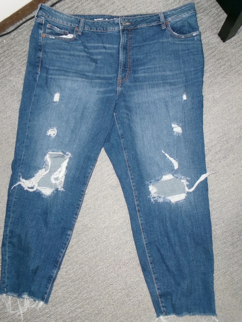 Old Navy Women's Ripped Dark Blue Boyfriend Jeans - Size 22